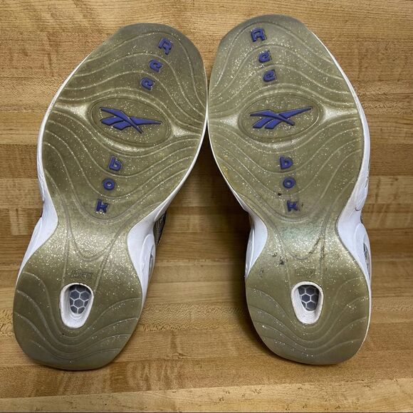 REEBOK QUESTION Allen Iverson SILVER / PURPLE / WHITE Girls SIZE 6.5 Women’s 8 - Picture 6 of 7